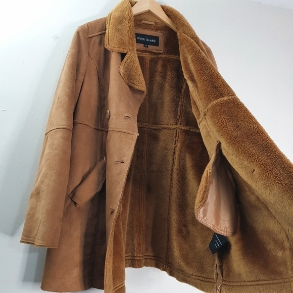 River Island Faux Sherling Suede Jacket Size L - Picture 10 of 10